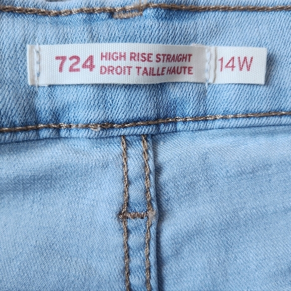 Levi's High Rise Straight Jeans Denim Pants 724 Size 14w - Picture 10 of 15